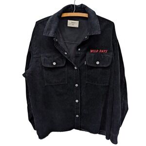 P&Co Women's Wild Days Black Corduroy Jacket Raw Hem Cotton- Size 10